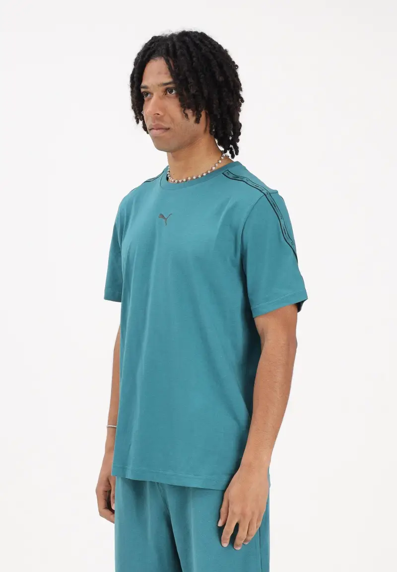 T-shirt a manica corta Essentials Tape turchese da uomo