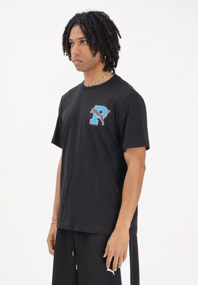 T-shirt a manica corta Graphic Varsity nera da uomo