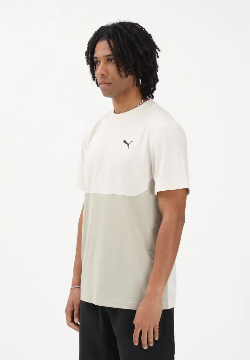T-shirt a manica corta PUMATECH panna e verde da uomo