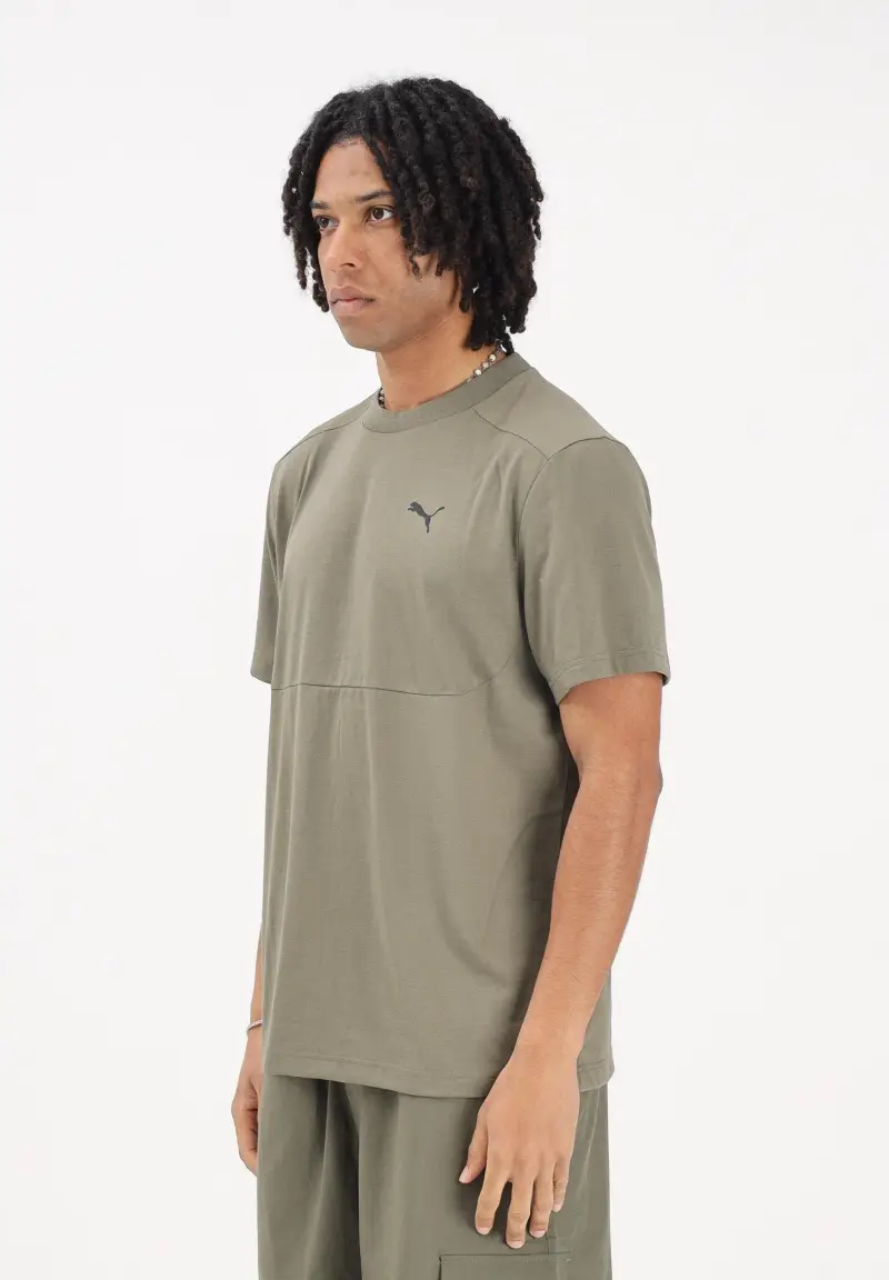 T-shirt a manica corta PUMATECH verde militare da uomo