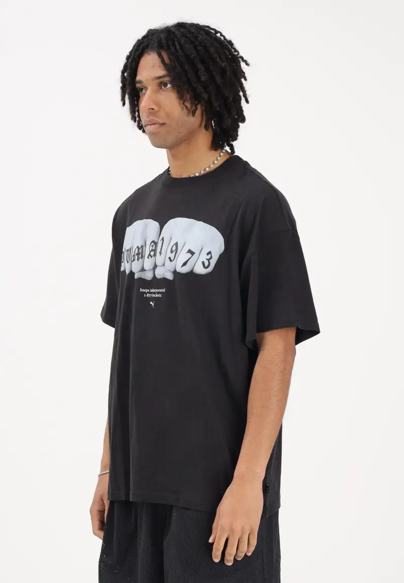 T-shirt a manica corta Swish and Ink nera da uomo