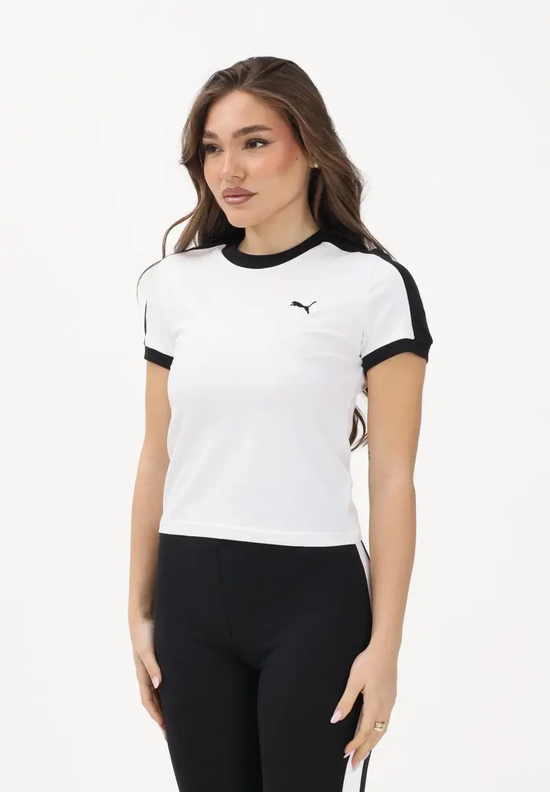 T-shirt a manica corta T7 bianca da donna