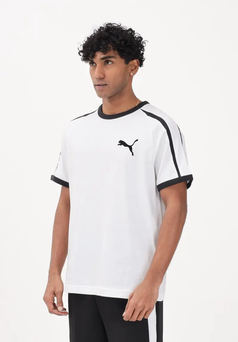 T-shirt a manica corta T7 Big Cat bianca da uomo
