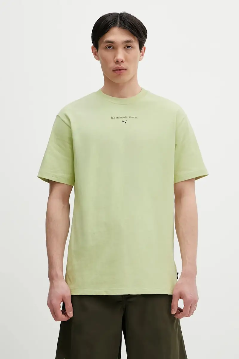 t-shirt in cotone GRAPHICS The Puma Cat Tee colore verde 629411