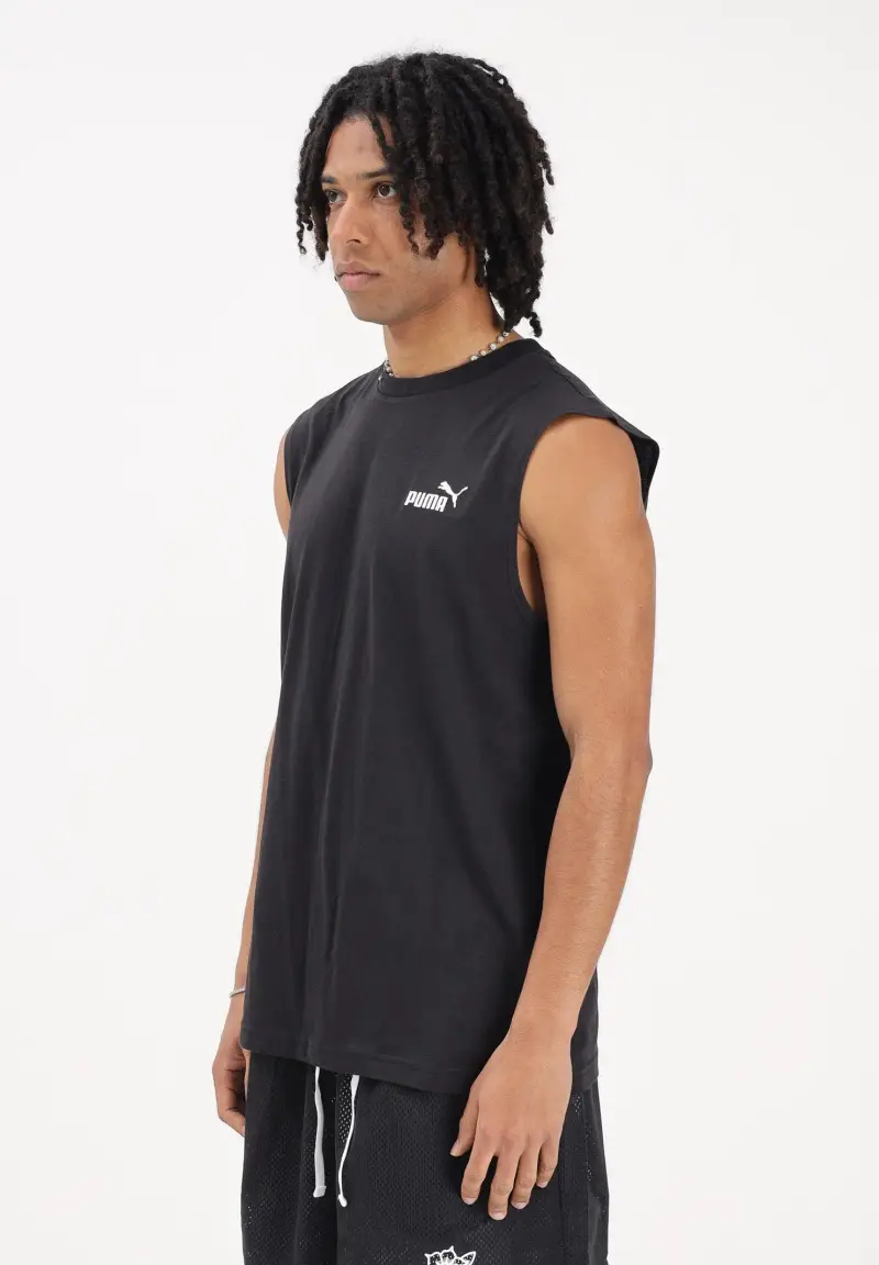 T-shirt senza maniche Essentials nera da uomo