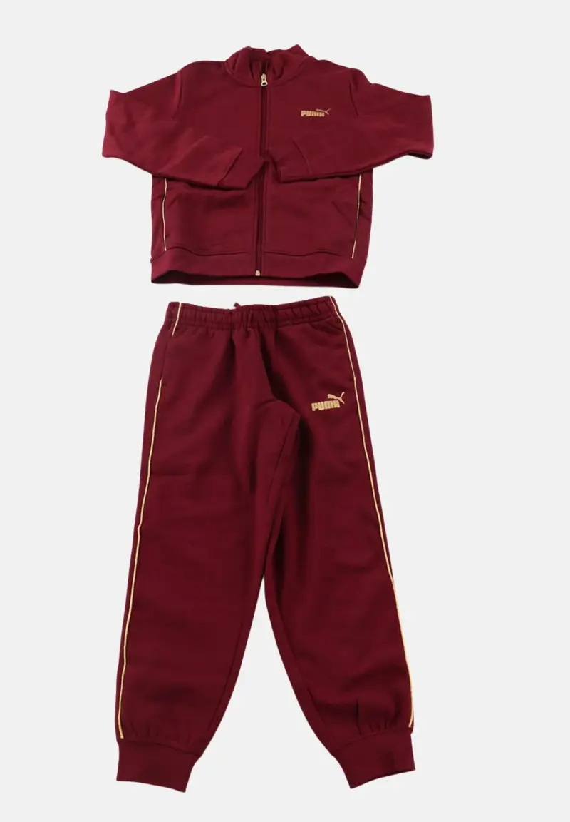 tuta bordeaux per bambina arricchita da dettagli dorati