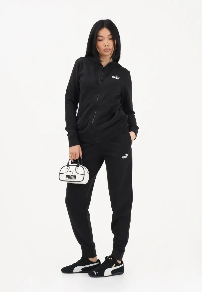 Tuta nera da donna con logo miniatura 2