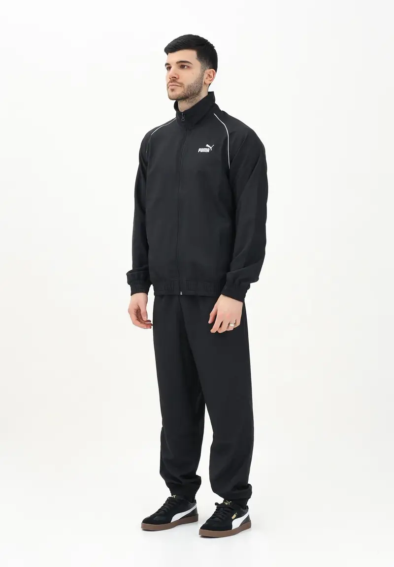 PUMA Tuta nera da uomo con piping intrecciato