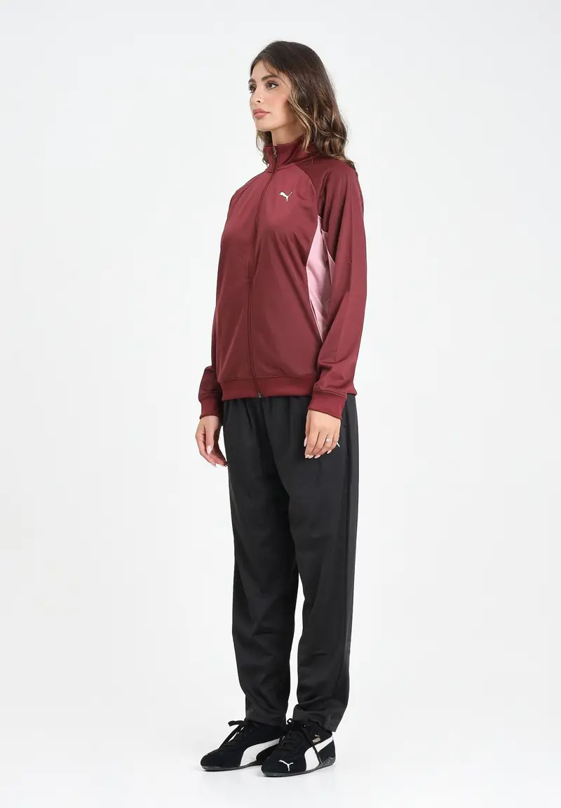 PUMA Tuta Poly bordeaux e nera da donna