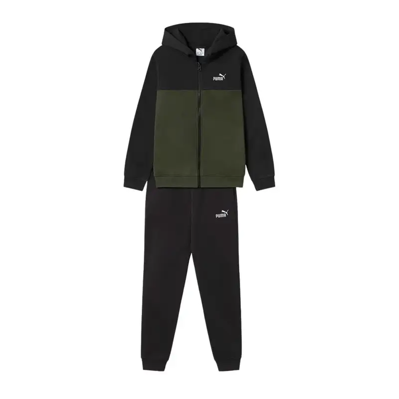 Tuta Sportiva Con Cappuccio Full Zip Verde Bambino 128 cm