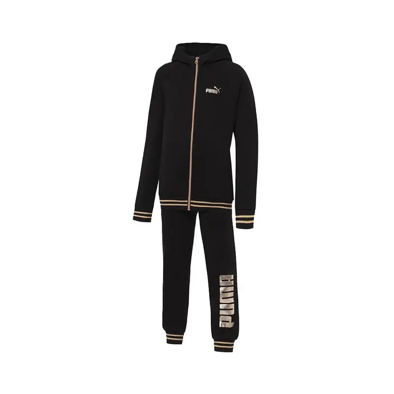 Tuta Sportiva Con Zip E Cappuccio Nero Bambina 140 cm