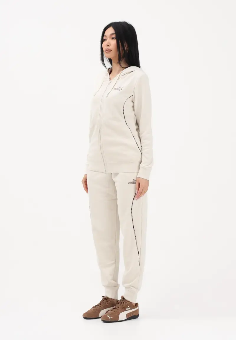 Tuta sportiva Ess+ Animal FZ panna da donna