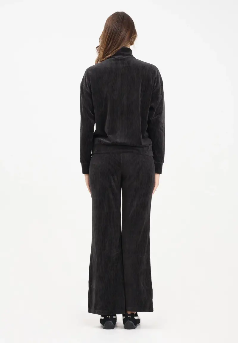 Tuta sportiva nera da donna realizzata in velluto a costine miniatura 3