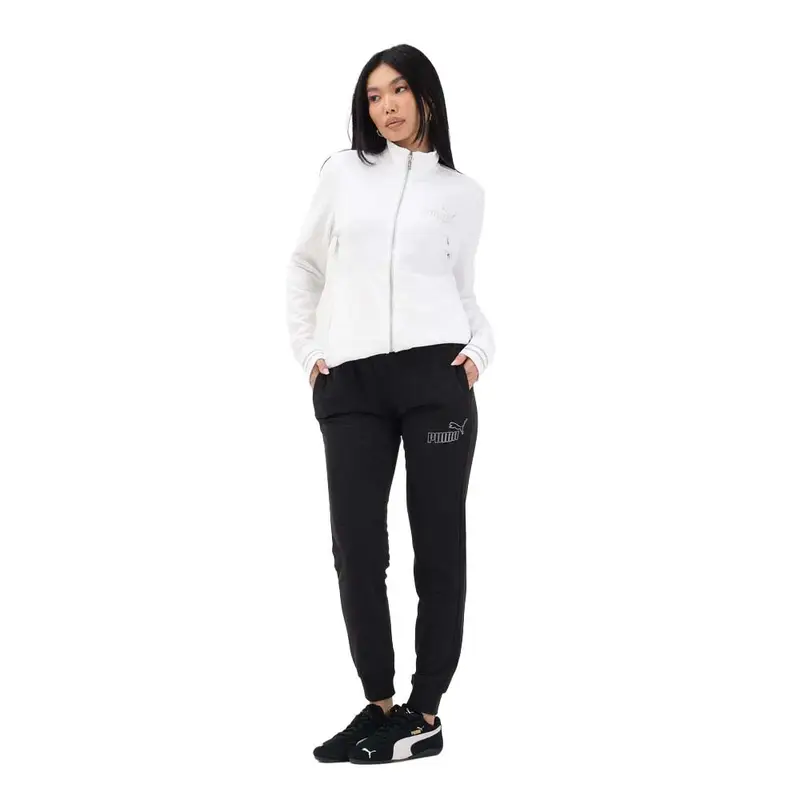 Tuta Sportiva Strass Full Zip Bianco Donna S