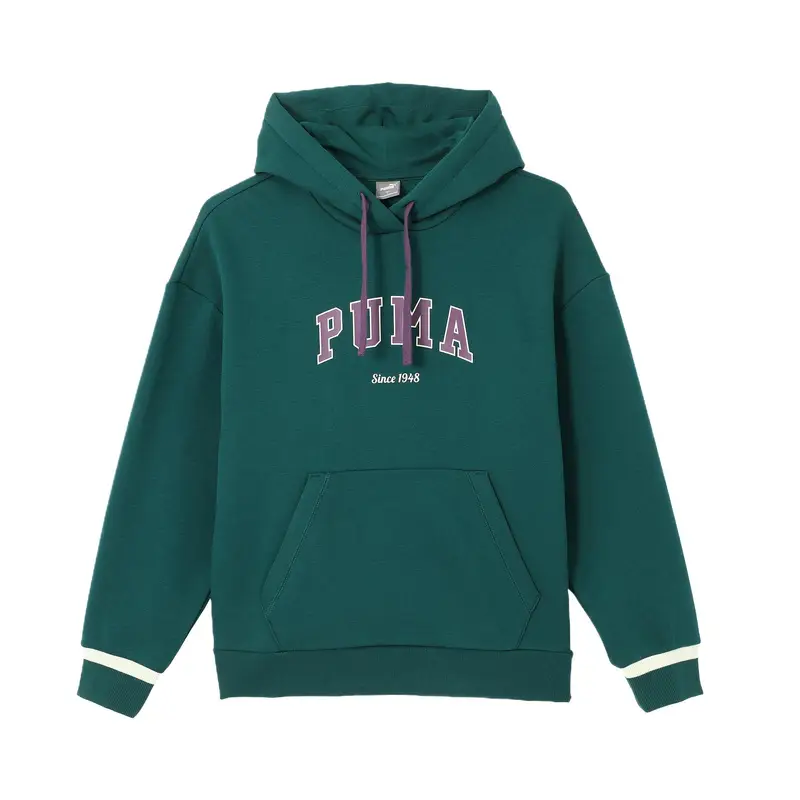 Varsity 2 0 Felpa con cappuccio in pile sportiva casual comoda e ampia da donna verde 688961-24 M