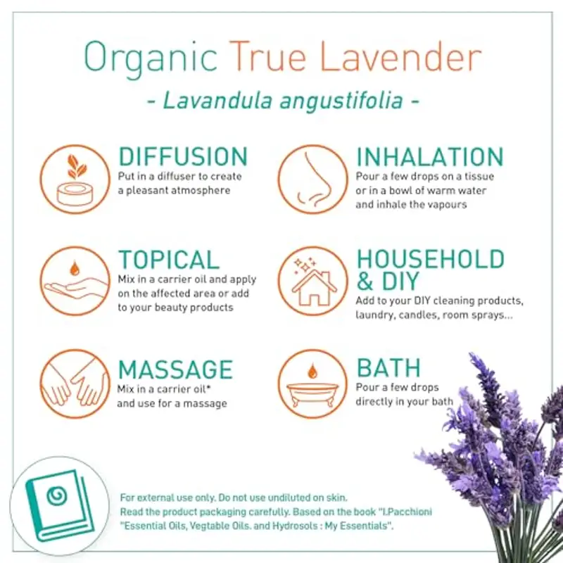 Puressentiel Olio Essenziale di Lavanda Vera 100% Puro e Naturale. OEBBD (Olio Essenziale Botanicamente e Biochimicamente Definito), Proveniente da Agricoltura Biologica, Vegan e Cruelty Free, 10 ml miniatura 2