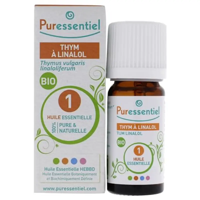 Puressentiel - Olio Essenziale di Timo a Linalolo - 100% Puro e Naturale - OEBBD (Olio Essenziale Botanicamente e Biochimicamente Definito) - Da Agricoltura Biologica - Vegan e Cruelty Free - 5 ml