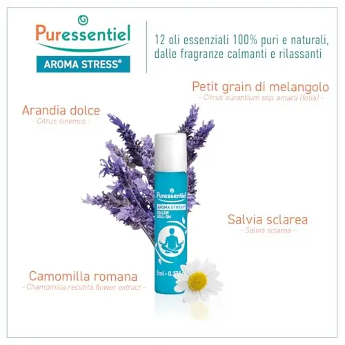 Puressentiel Sonni Sereni, Roller Stress ai 12 Oli Essenziali, 100% puri e naturali, Aiuta a liberarsi dallo stress e miniatura 3