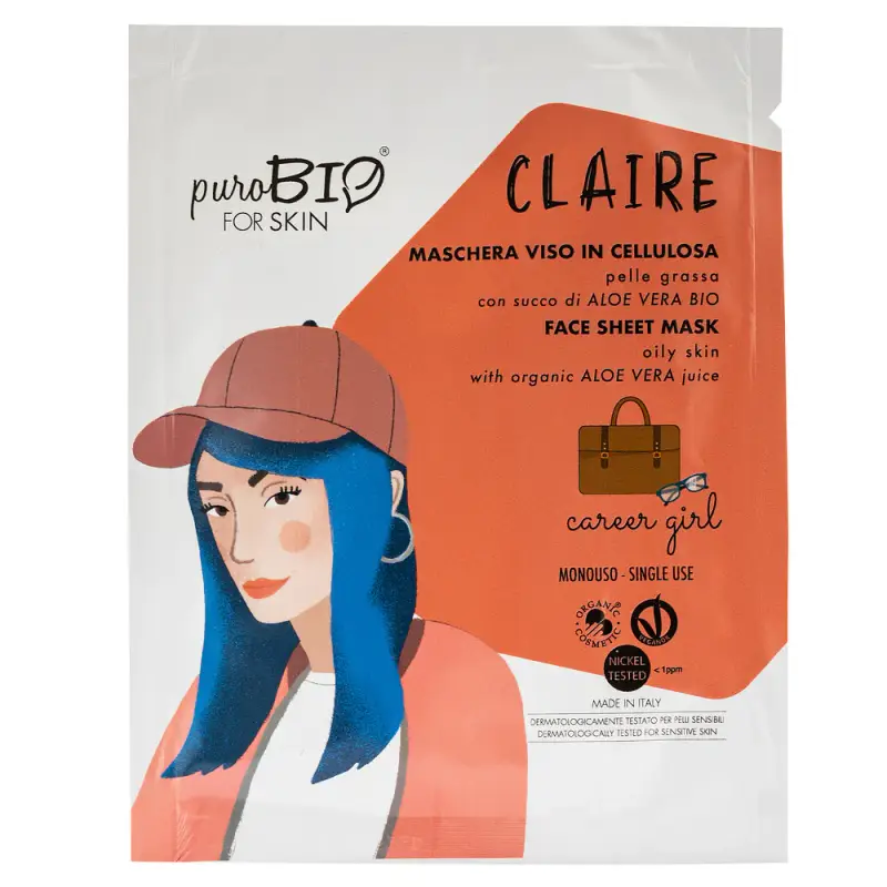 Viso CLAIRE Maschera Viso In Tessuto - Pelle Grassa - CAREER GIRL - Maschera viso purificante