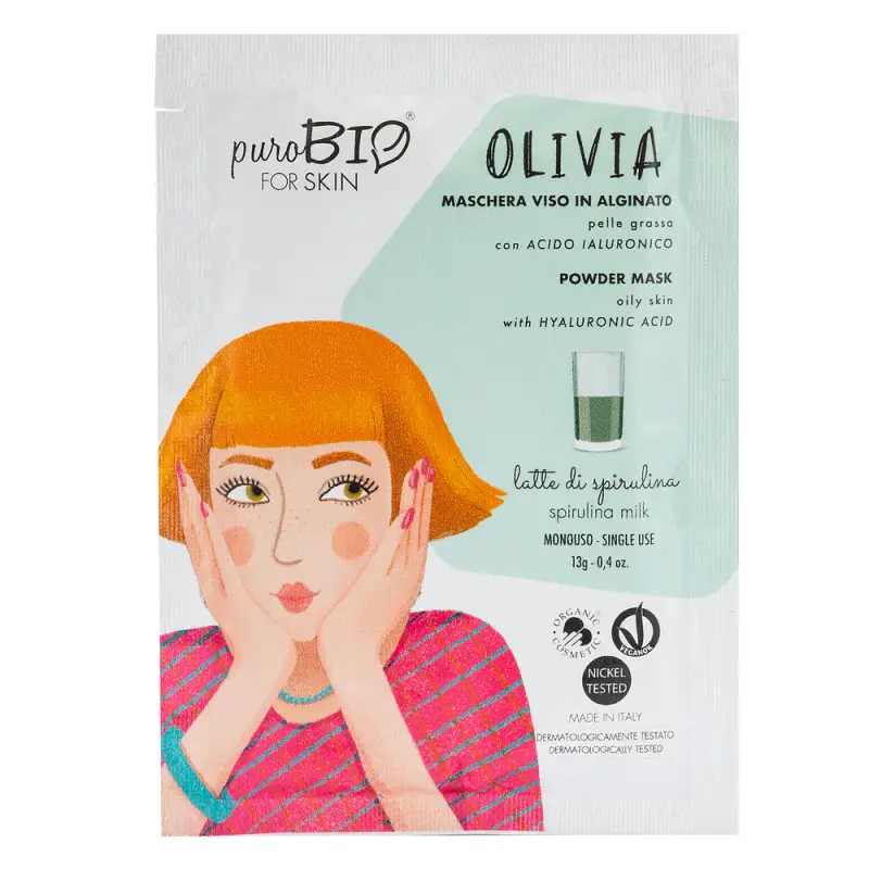 Viso OLIVIA Maschera Viso Peel Off - Pelle Grassa-LATTE DI SPIRULINA - Maschera viso purificante