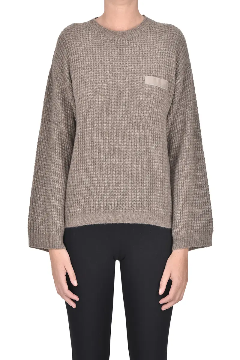 Pullover in maglia intrecciata Tortora