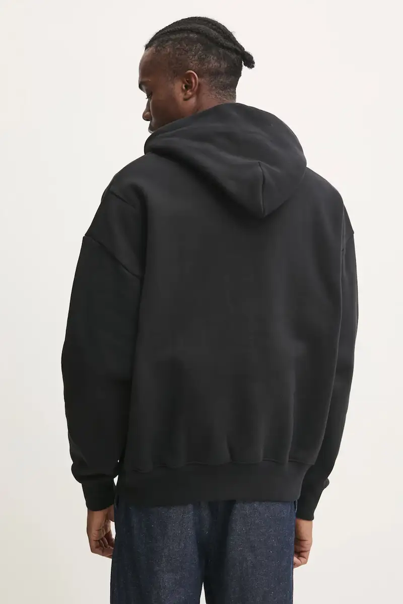 felpa in cotone HWT FLEECE PO HOODY uomo colore nero con cappuccio con applicazione P401-HBGD125 miniatura 3