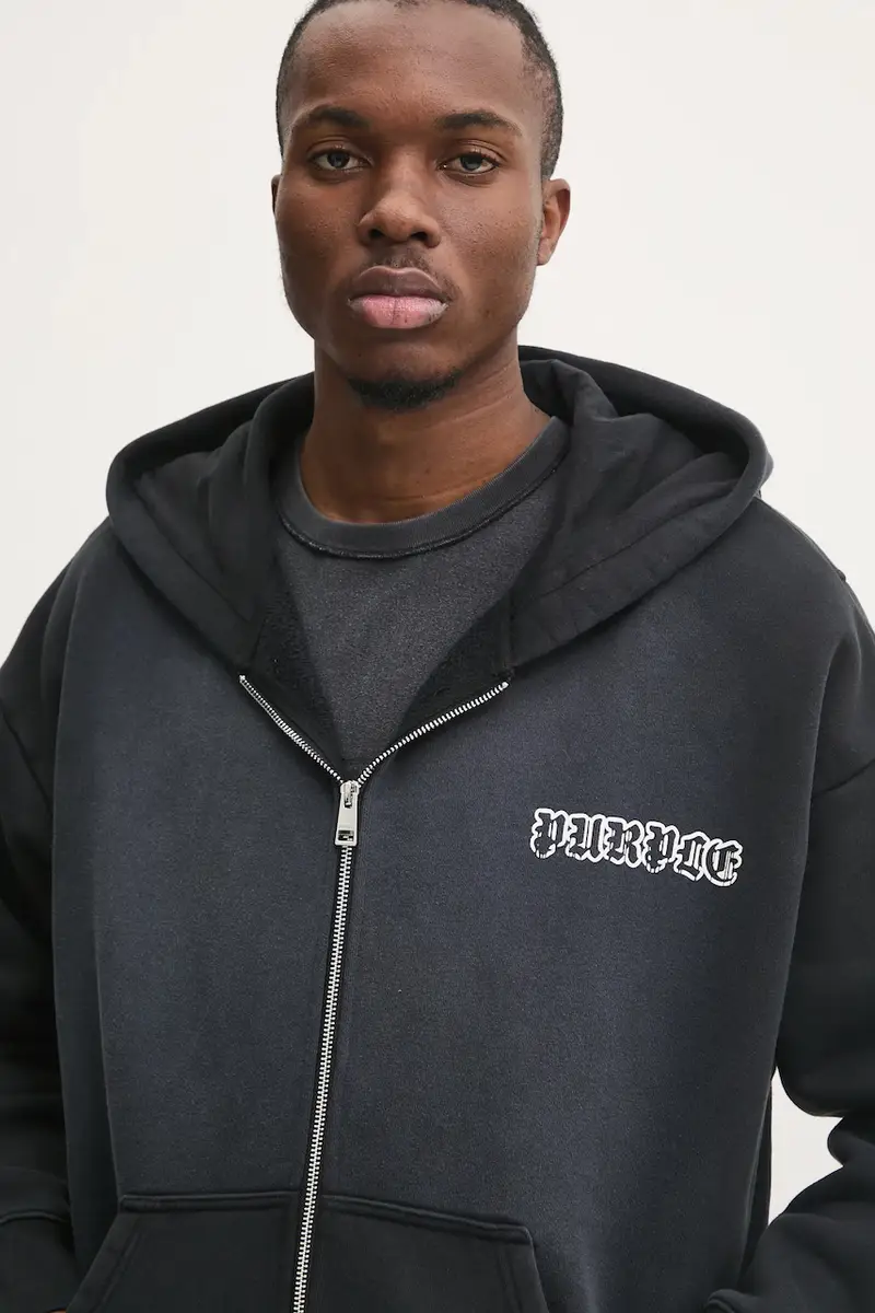 felpa in cotone HWT FLEECE ZIP FRONT HOODY uomo colore grigio con cappuccio P460-HBGW125 miniatura 4