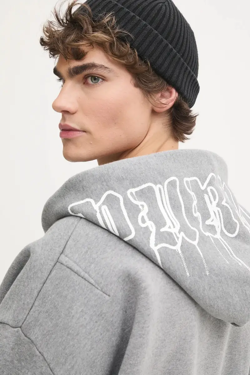 felpa in cotone HWT FLEECE ZIP FRONT HOODY uomo colore grigio con cappuccio P460-HHGG125 miniatura 4