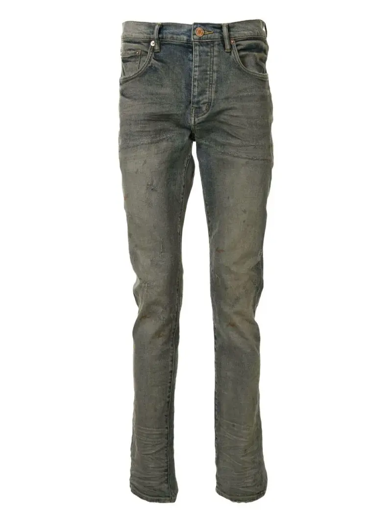 Jeans Skinny Effetto Délavé a Cinque Tasche Indaco