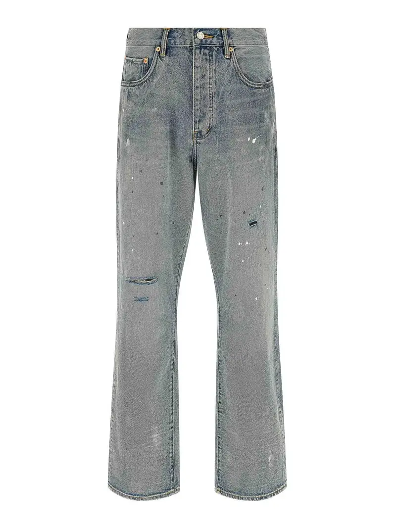 P011 Jeans con vernice vintage Azzurro