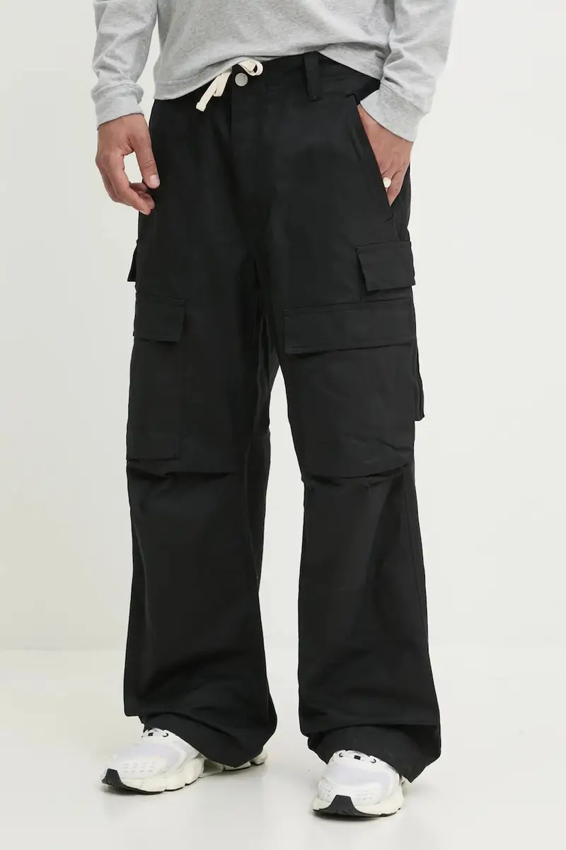 pantaloni in cotone WOVEN CARGO PANT uomo colore nero P527-WCBB125