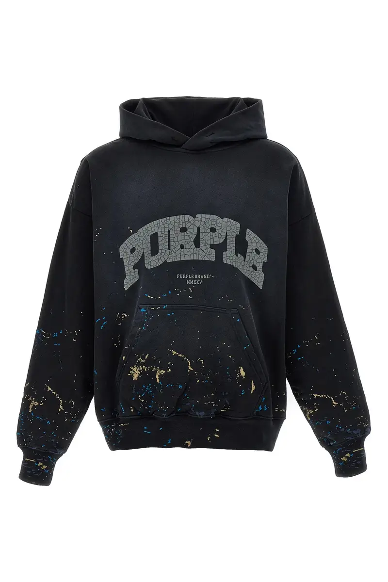 Felpa Con Cappuccio Ricami Nero