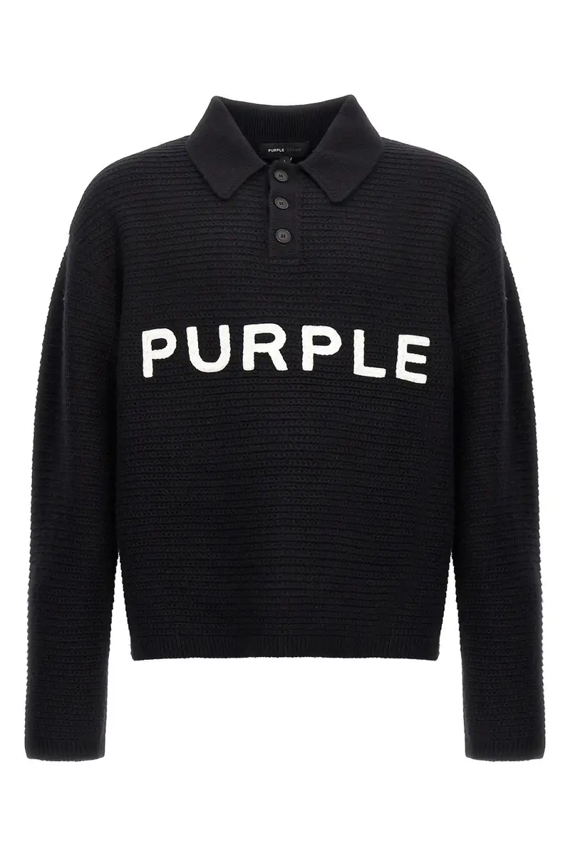 Maglione Ricamo Logo Nero