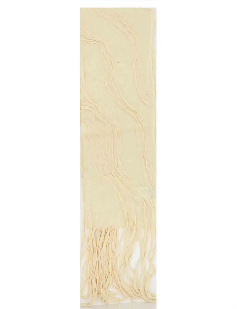 Perth stole in misto cotone beige con frange Donna 60260060 0002