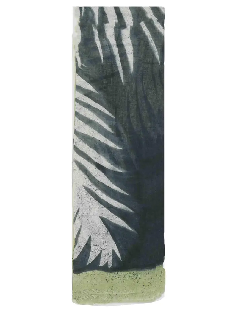 Stole Wings in misto lino verde e beige Donna 60260019 0012