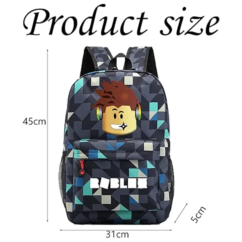 PYTRARTY Zaino Robllox, Scolastico per Adolescenti, Grande Capacità, Zainetto per Bambini, Cartoon Anime, Borsa da Viaggio miniatura 2