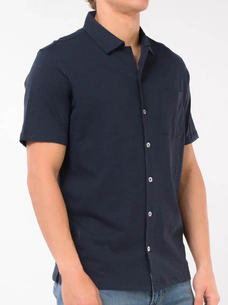 camicia da uomo Qb24 manica corta in maglia Blu