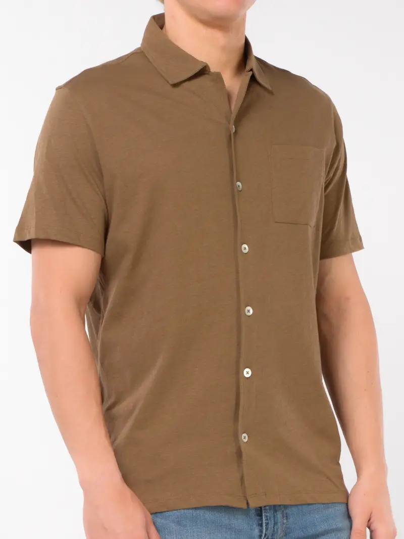 camicia da uomo Qb24 manica corta in maglia MARRON