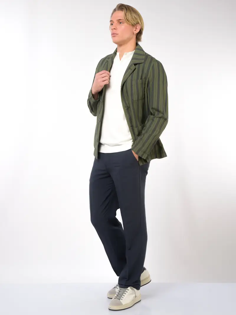 giacca da uomo Qb24 con bottoni a righe Verde miniatura 2