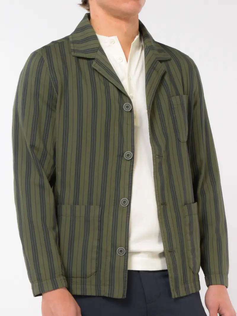 giacca da uomo Qb24 con bottoni a righe Verde