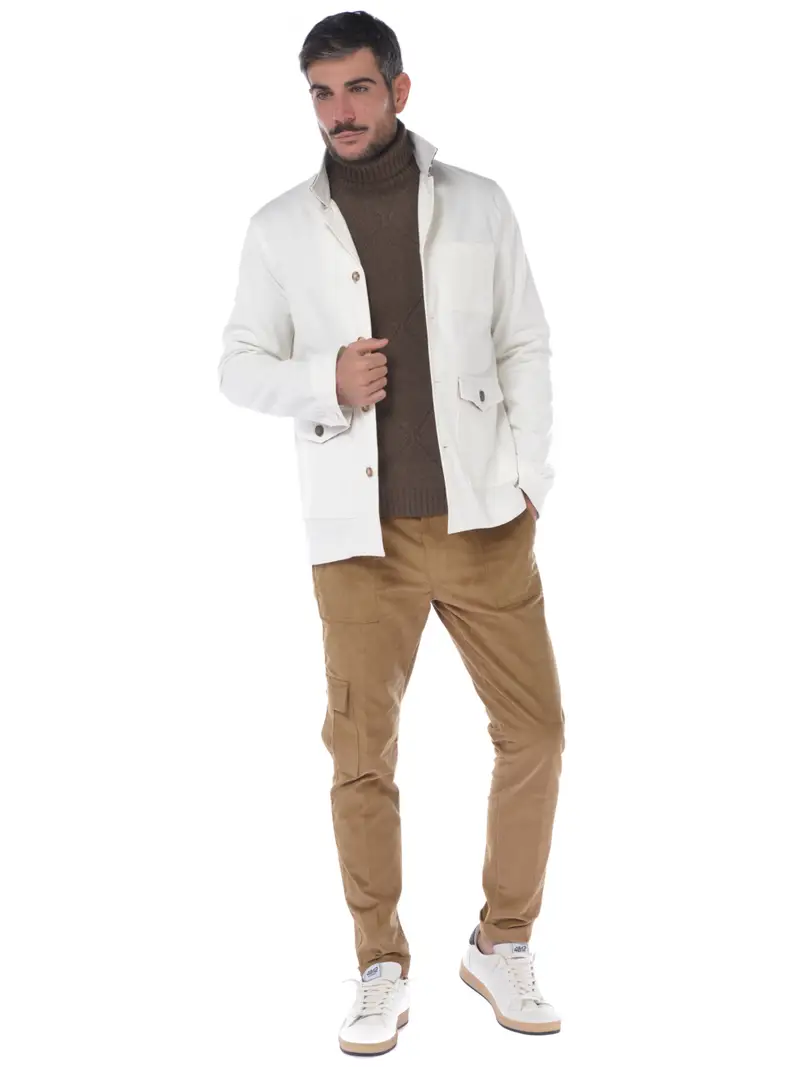 giacca da uomo Qb24 lunga con tasche Bianco miniatura 2