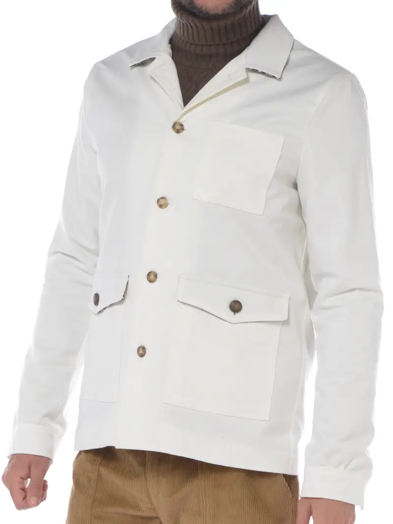 giacca da uomo Qb24 lunga con tasche Bianco