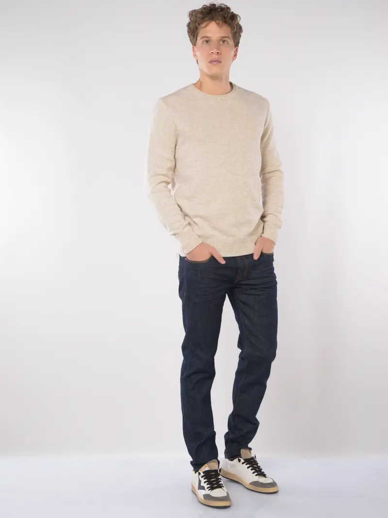 maglia da uomo Qb24 girocollo melange BEIGE miniatura 2