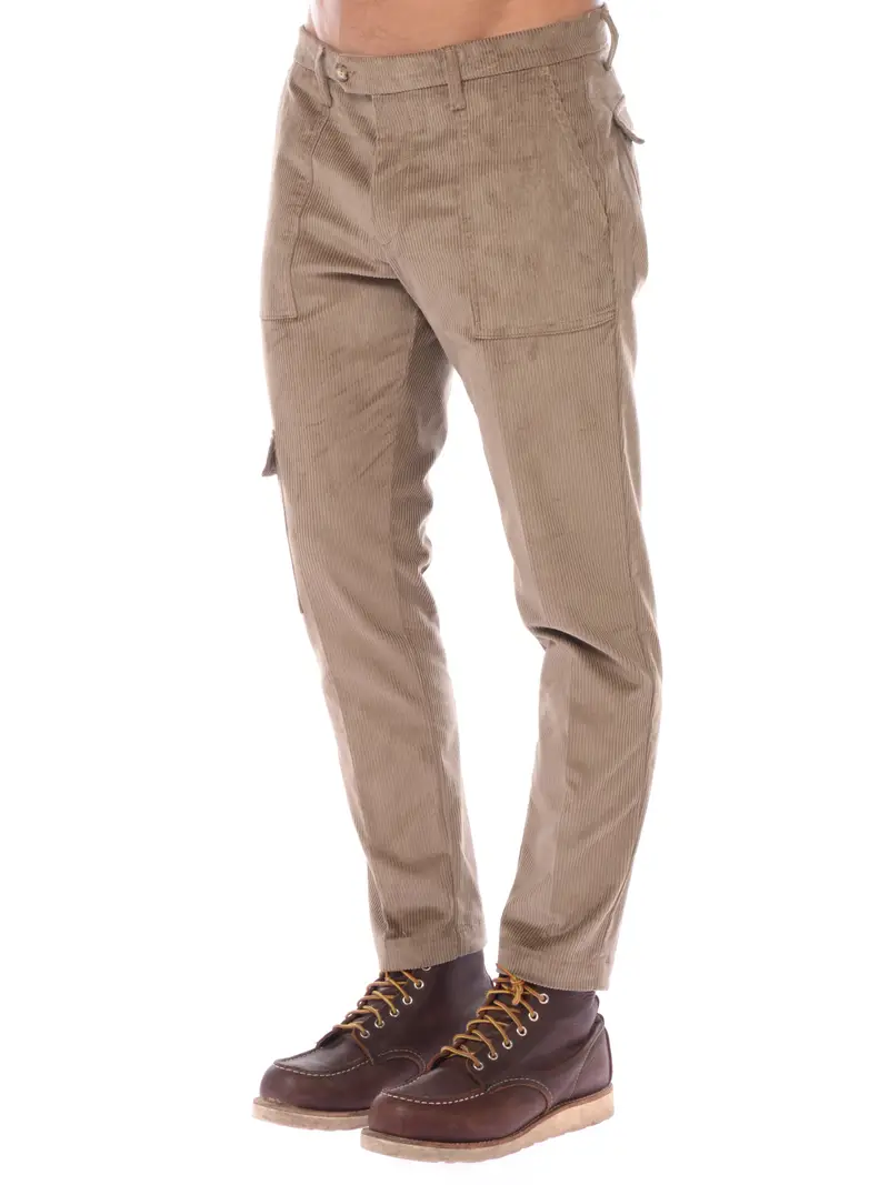 pantalone da uomo Qb24 cargo in velluto MARRON