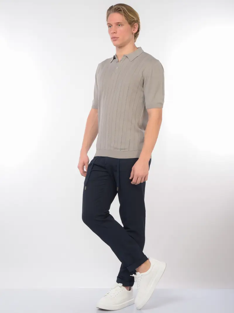 polo da uomo Qb24 in filo micro lavorata Grigio miniatura 2