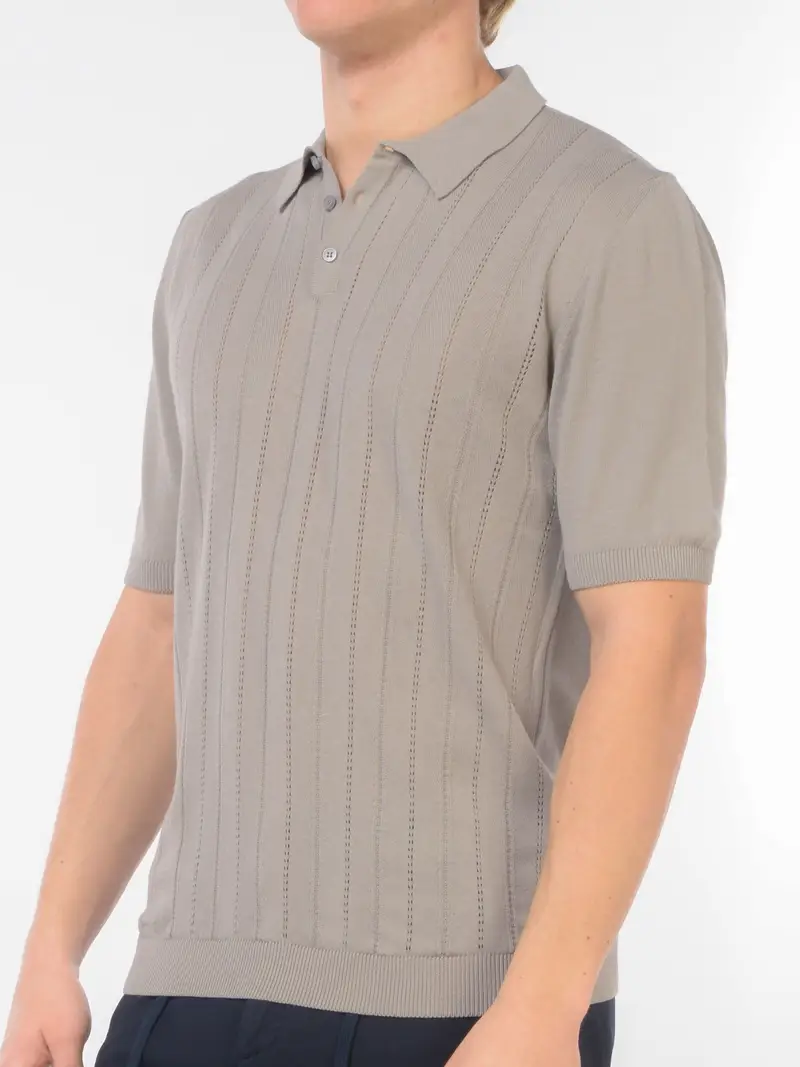 polo da uomo Qb24 in filo micro lavorata Grigio