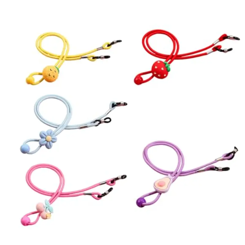 QEDBOJE Set 5 Lacci Occhiali Bambini Regolabili Stili Colorati
