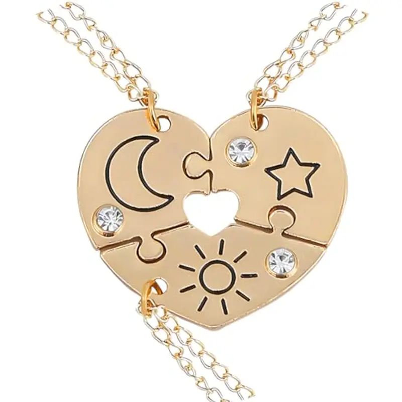 QEQSHQO 3pcs Collana BFF Collana dell'amicizia Best Friends Forever Ragazze Regalo di compleanno Regalo con catena a sospensione