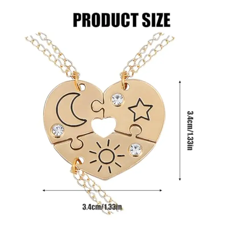 QEQSHQO 3pcs Collana BFF Collana dell'amicizia Best Friends Forever Ragazze Regalo di compleanno Regalo con catena a sospensione miniatura 2