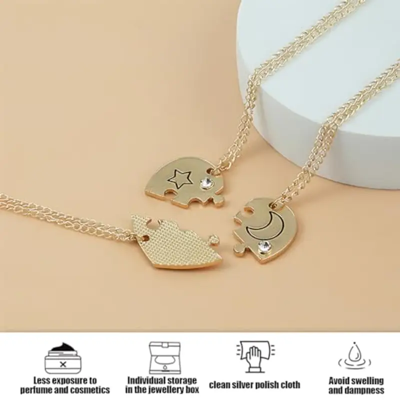 QEQSHQO 3pcs Collana BFF Collana dell'amicizia Best Friends Forever Ragazze Regalo di compleanno Regalo con catena a sospensione miniatura 3